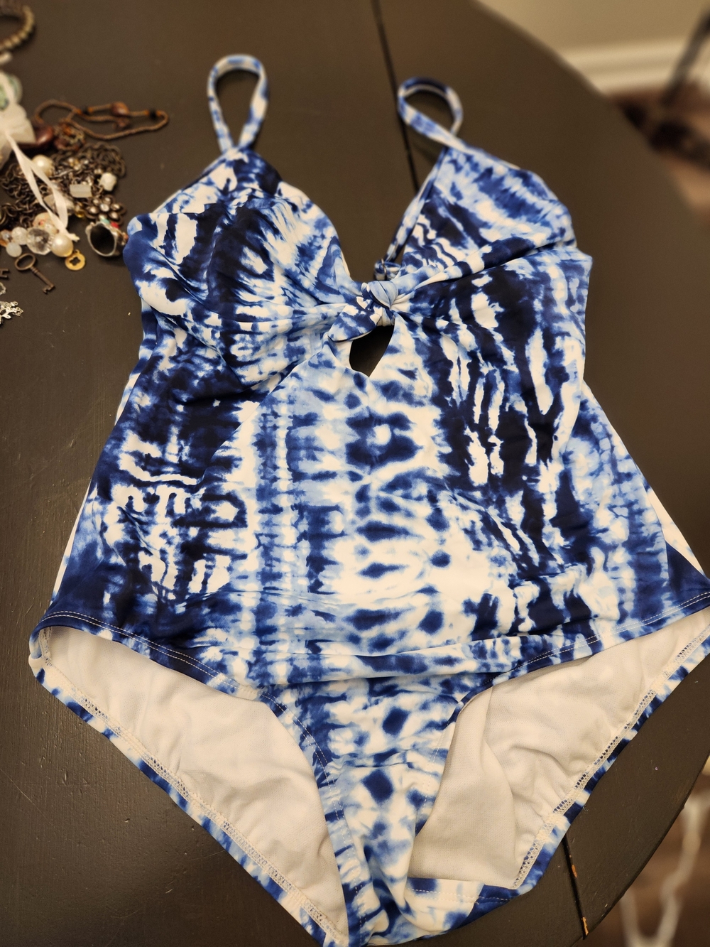 Time and Tru Blue Tie-Dye One-Piece Swimsuit